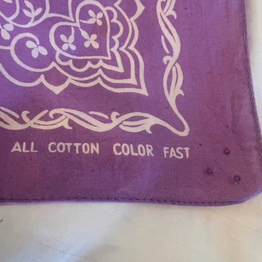 Purple White Paisley Bandana Rhinestone Bling Cotton Western Cowgirl Scarf 21.5" - Picture 4 of 5